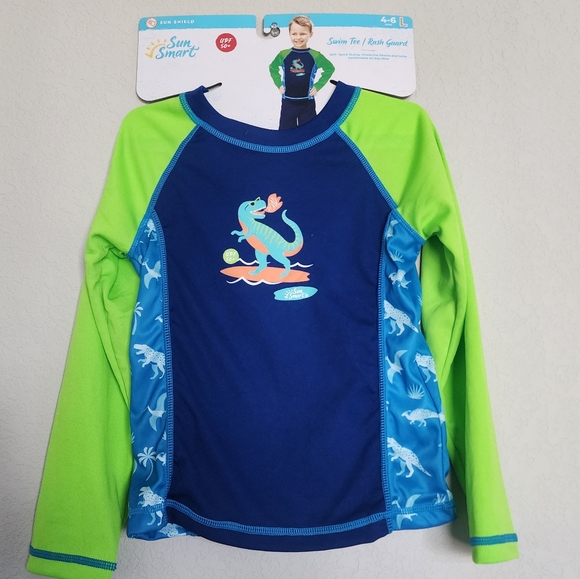 Rashguard Longboard Enfant - Grande Taille - Bleu - Tee-shirt Anti-UV Natation